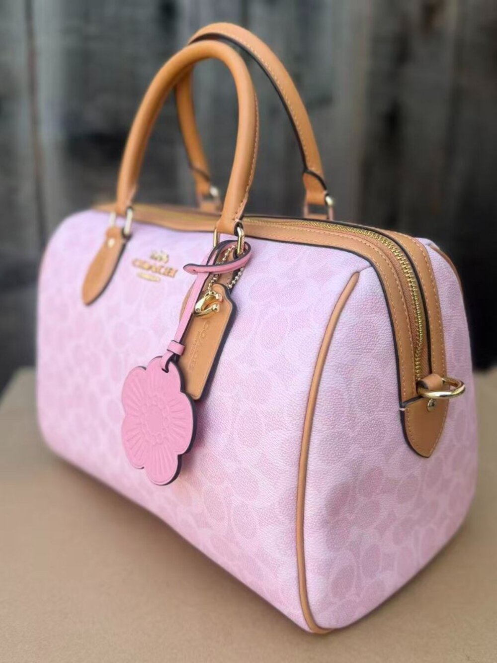 NWT Authentic Coach Medium Powder Pink Signature Rowan Satchel CEA18 - Picture 4 of 4